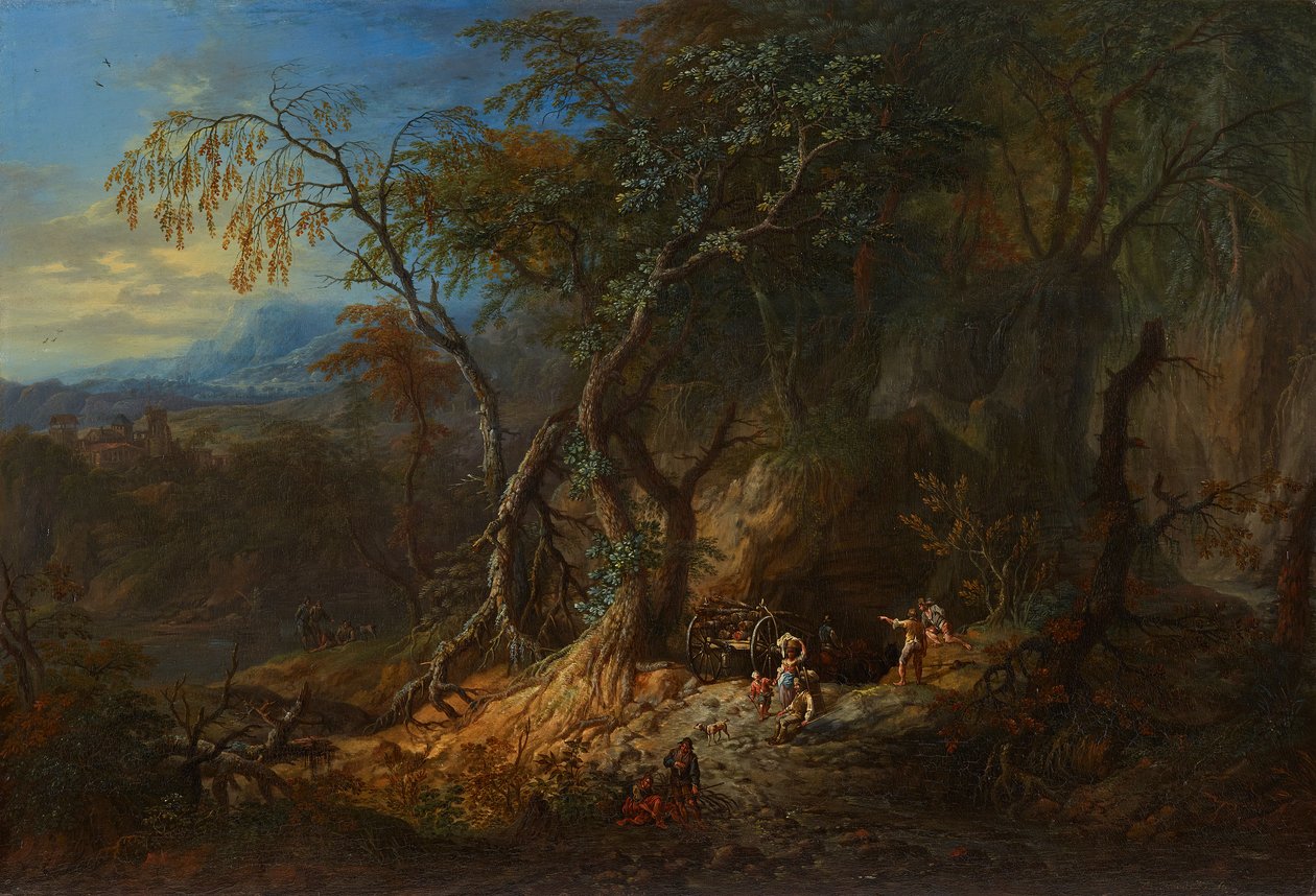 Paisagem florestal com vista aberta à esquerda de Franz Christoph Janneck