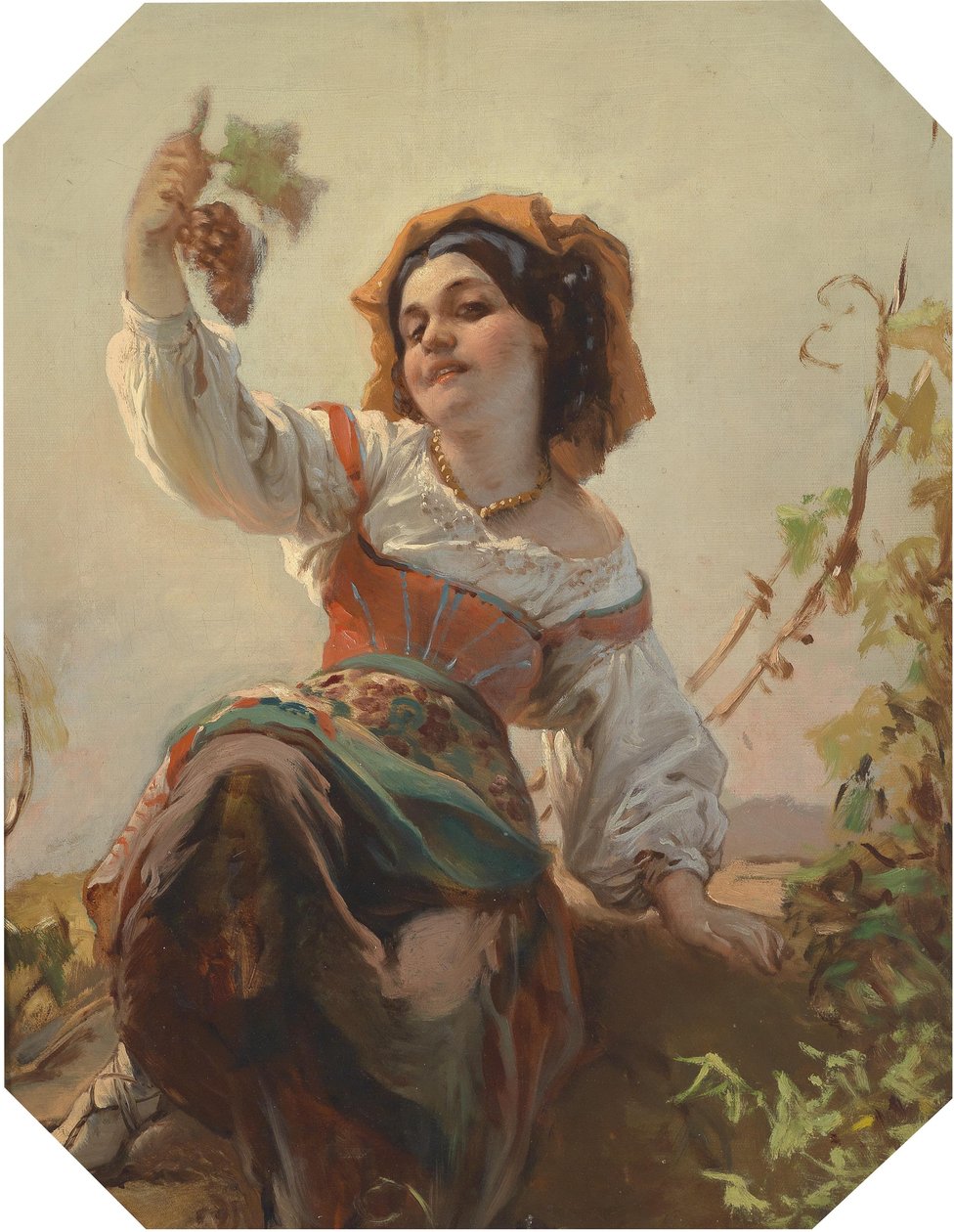 Garota italiana com uvas de Franz Dobiaschofsky