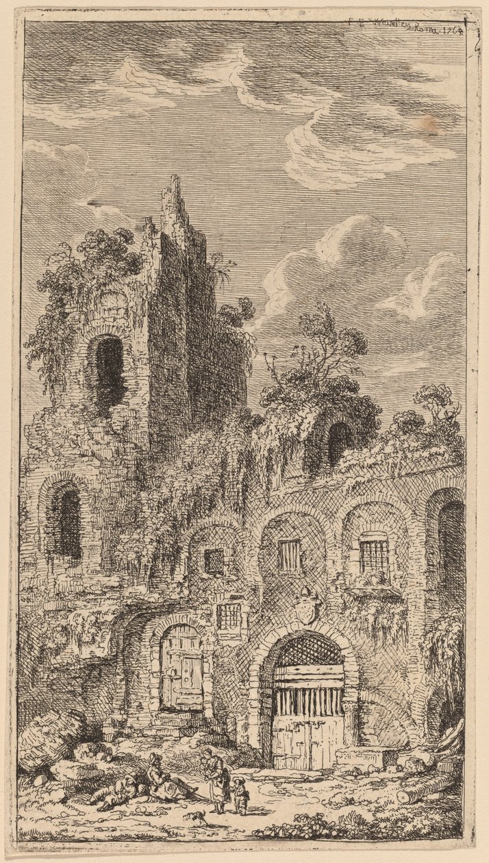 Fragmento da muralha da cidade velha em San Giovanni Laterano de Franz Edmund Weirotter