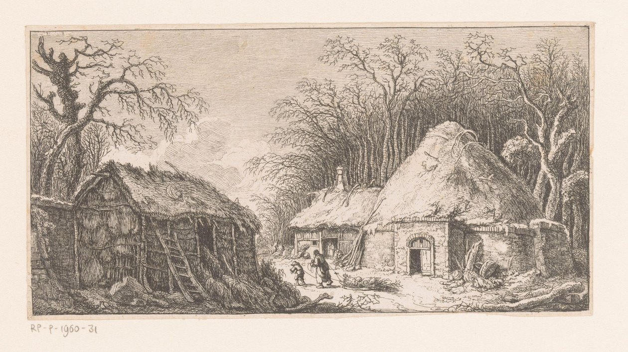 Mulher e criança a arrastar um feixe de ramos
Suite de paysages (título da série) de Franz Edmund Weirotter