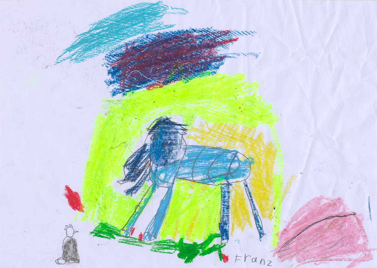 Cavalo azul em frente de um céu amarelo depois de Franz Marc de Franz Ferdinand