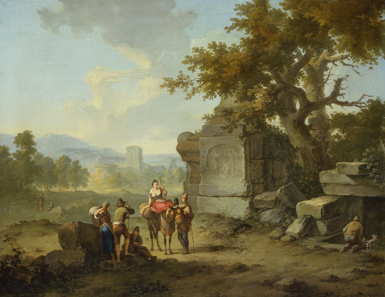 Paisagem rústica com viajantes (um dos dois) de Franz Ferg
