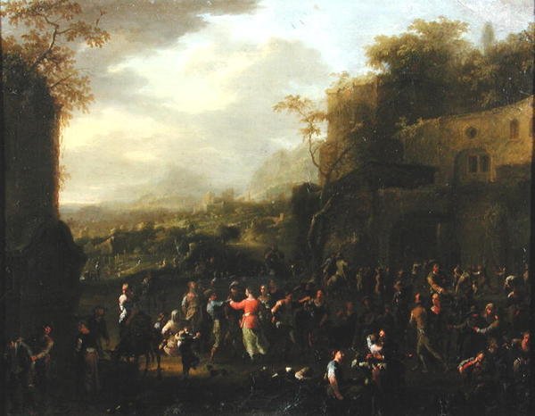 A Dança de Casamento (óleo sobre painel) de Franz Ferg