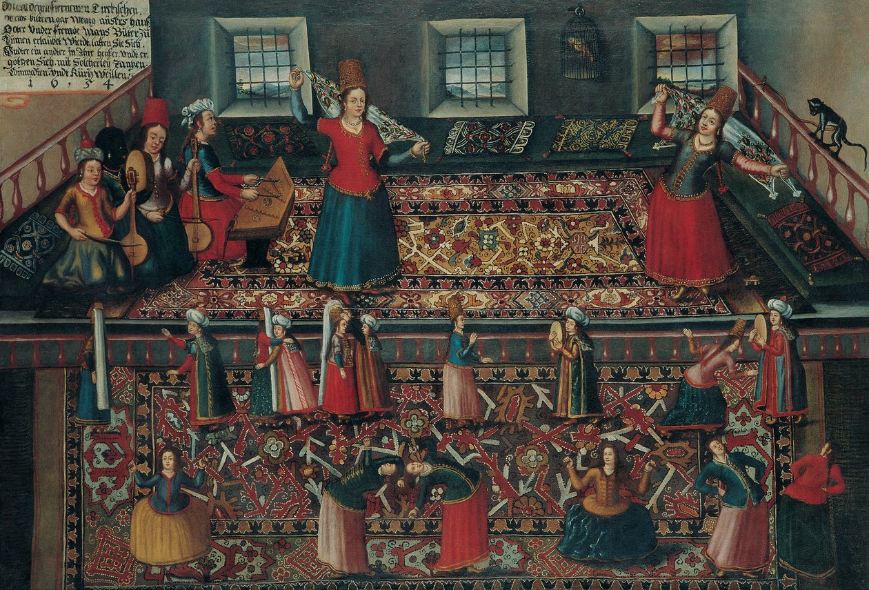 Uma cena do harém turco, segunda metade do século XVII. de Franz Georg Hörmann