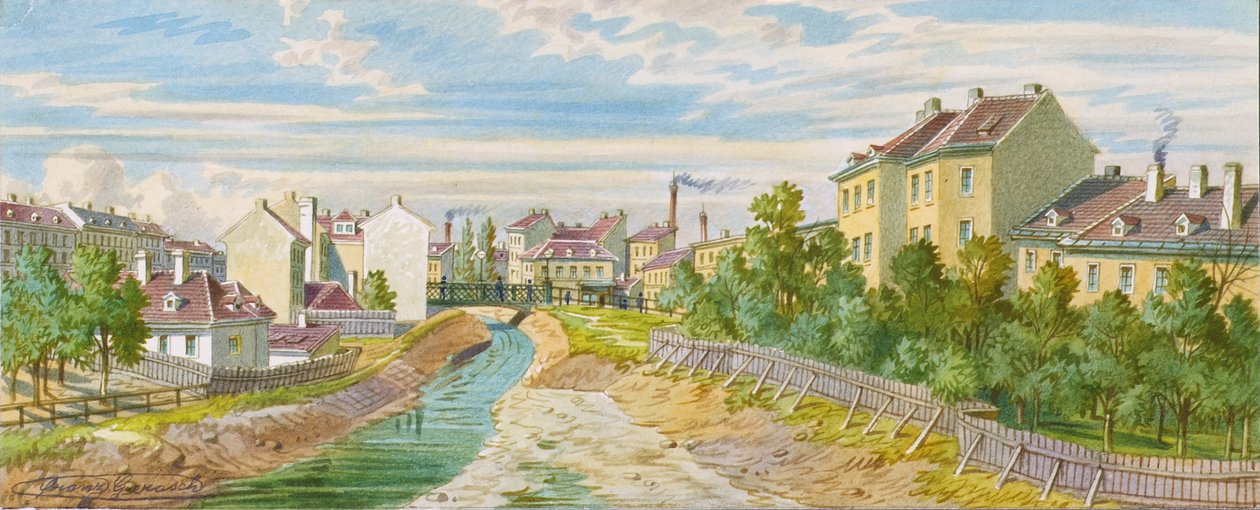 A ponte Magdalenen sobre o rio Wien de Franz Gerasch