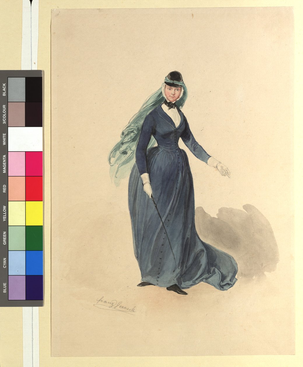 Ida Schuselka-Brüning como Lady Piron em "Maria, a filha do regimento" de Franz Gerasch