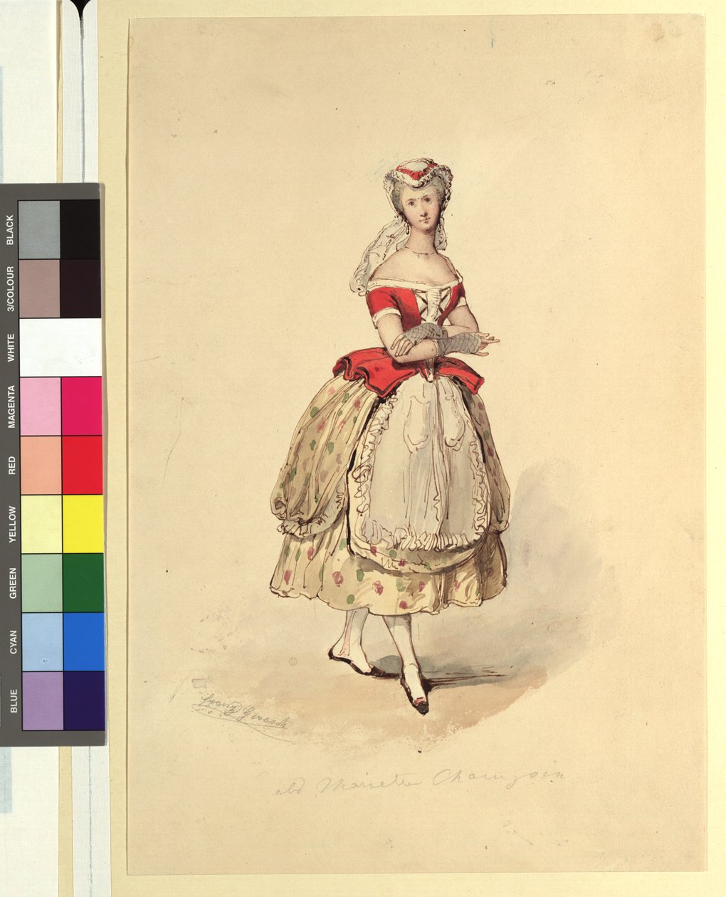 Ida Schuselka-Brüning no papel de uma rapariga do campo em «Maria, a Filha do Regimento» de Franz Gerasch