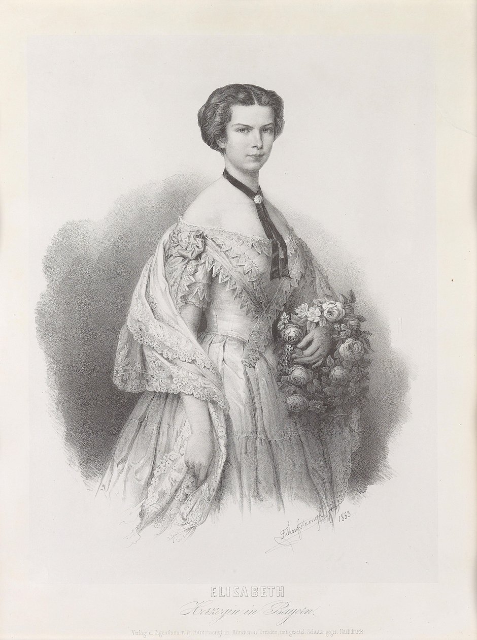 Retrato da imperatriz Elisabeth da Áustria, 1853. de Franz Hanfstaengl