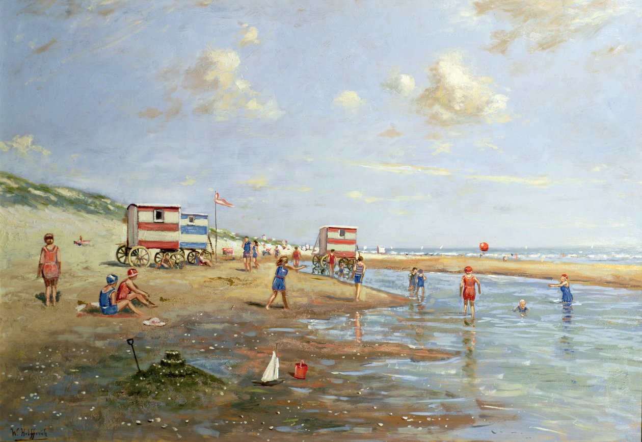 Cena de praia (óleo sobre tela) de Franz Helfferich