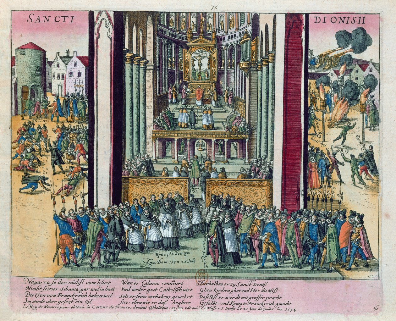 Abjuração de Henri IV e conversão ao catolicismo em St. Denis em 15 de julho de 1593 de Franz Hogenberg