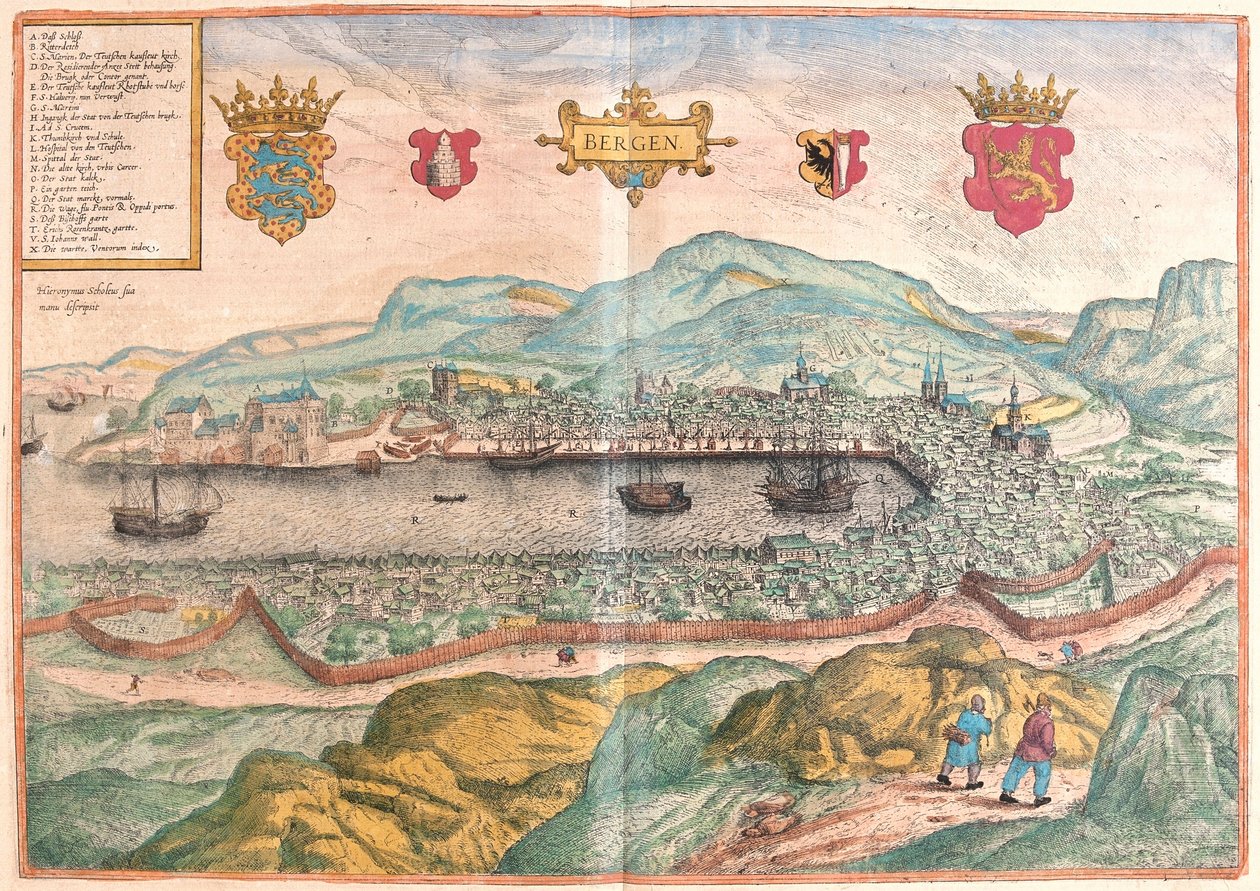 Bergen, Noruega (gravura de Franz Hogenberg