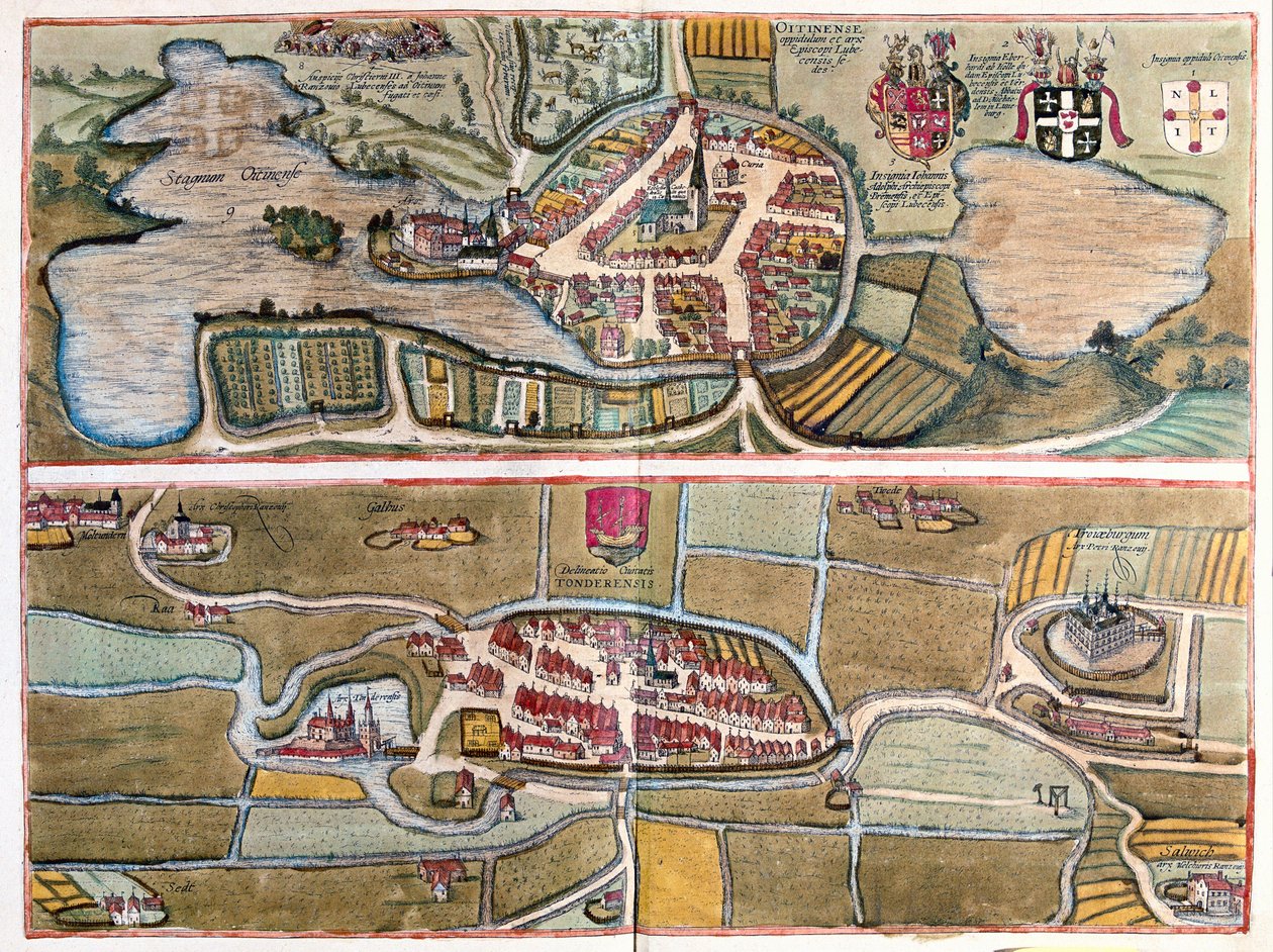 Eutin, Alemanha e Tonder, Dinamarca (gravura de Franz Hogenberg