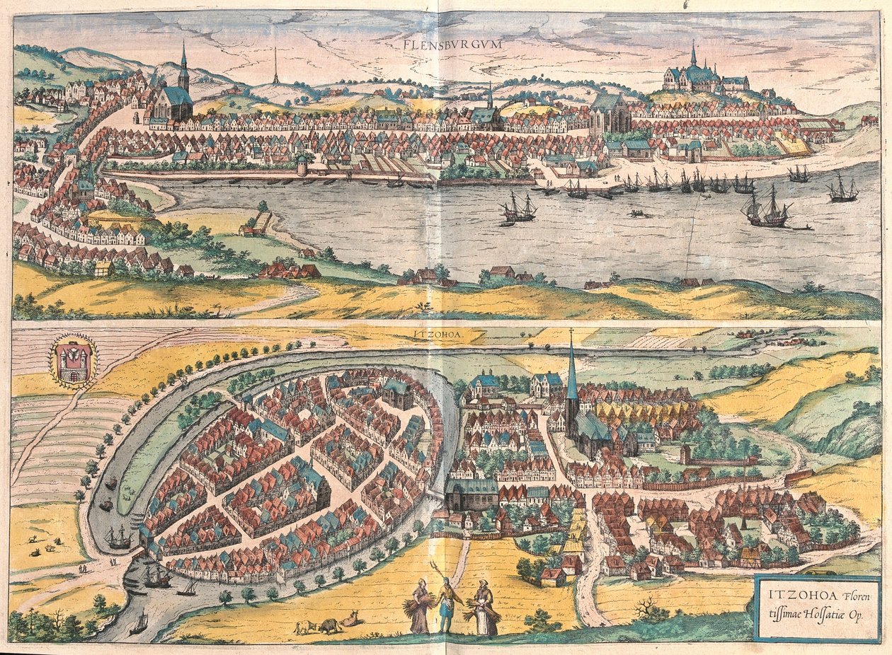Flensburg e Itzehoe, Alemanha (gravura de Franz Hogenberg