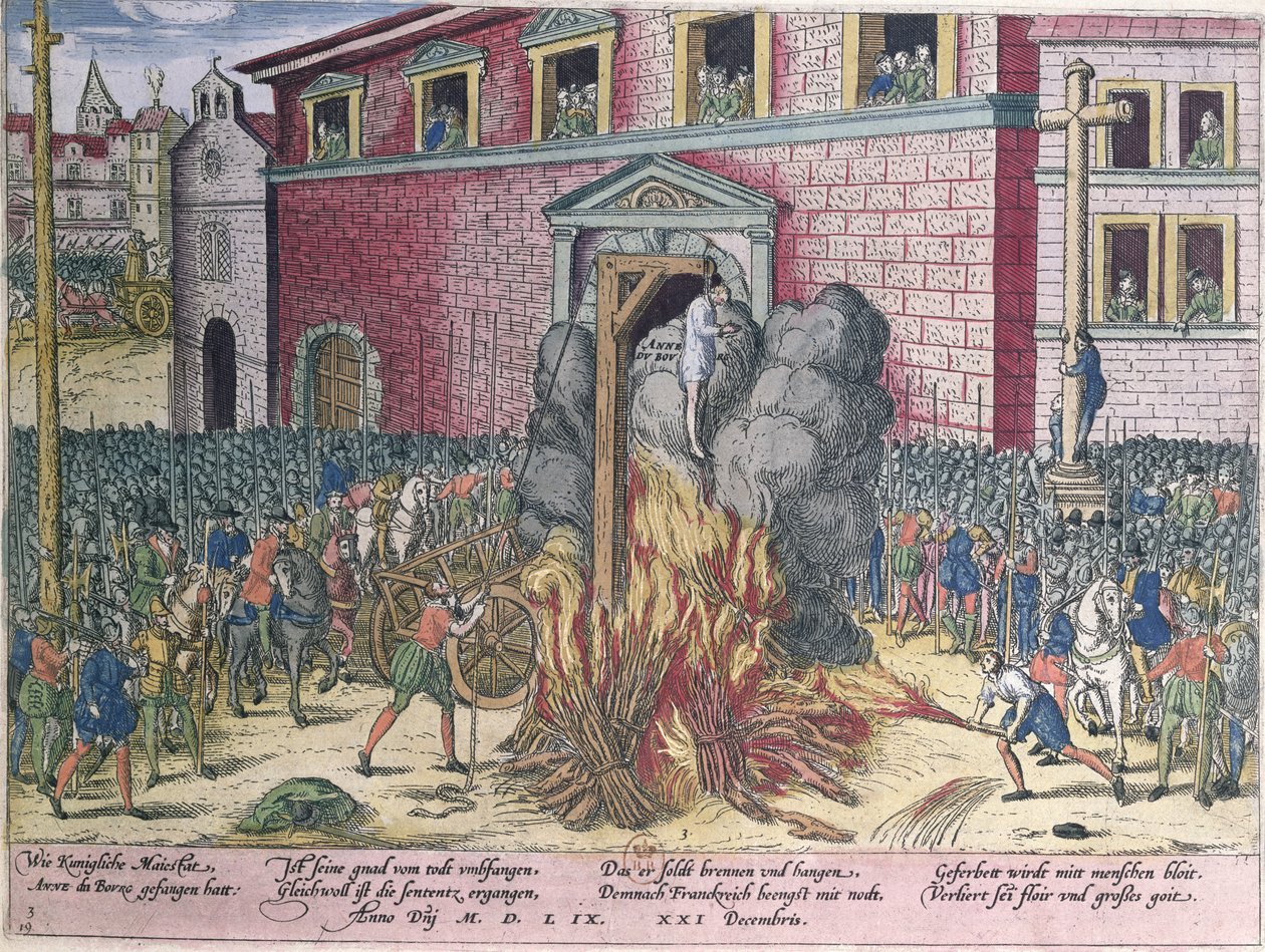 Suspensão de Anne du Bourg (1521-59) Place de Greve, 23 de dezembro de 1559 de Franz Hogenberg