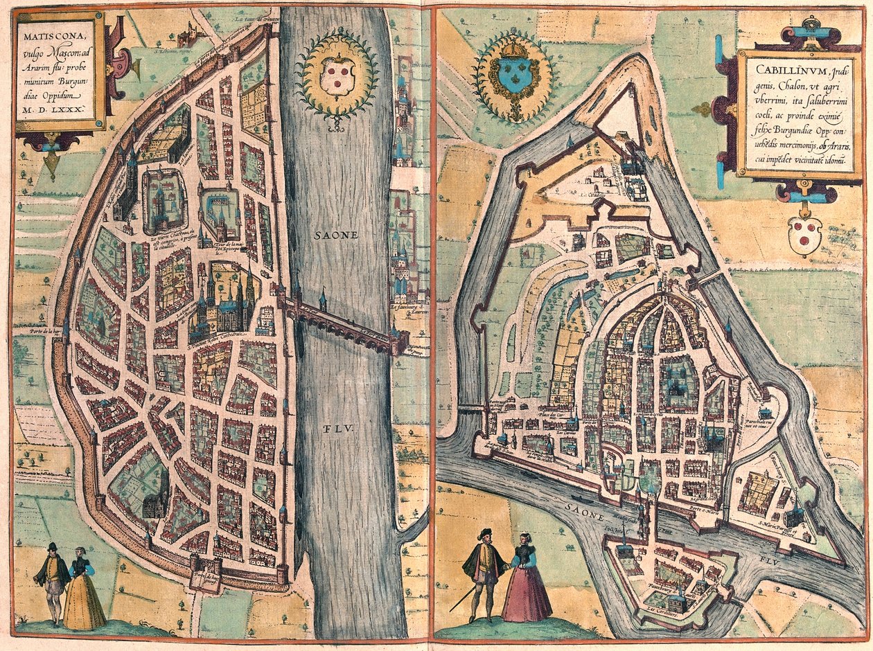 Macon - Chalons sur Saone, França (gravura de Franz Hogenberg