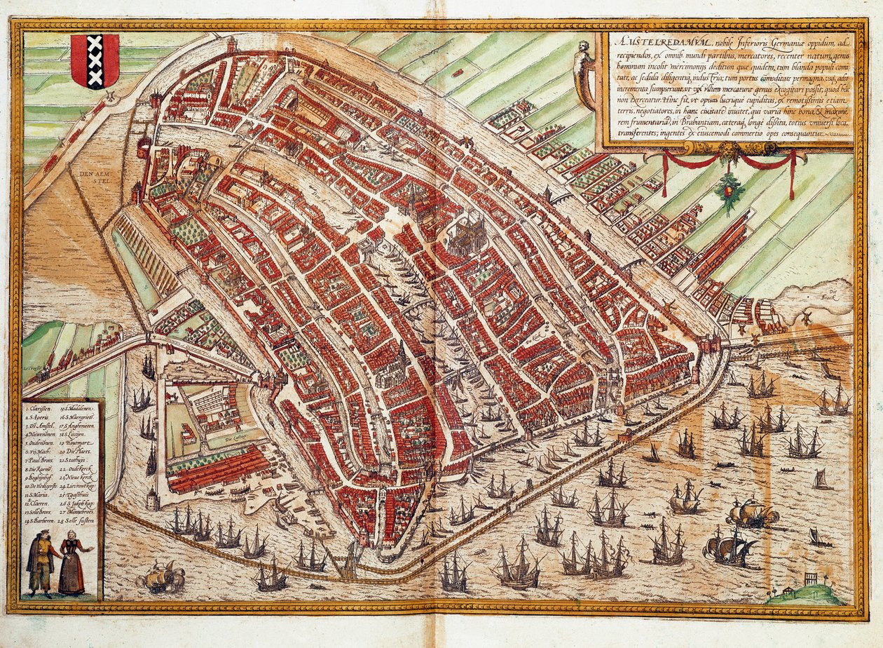 Mapa de Amesterdão (gravura de Franz Hogenberg