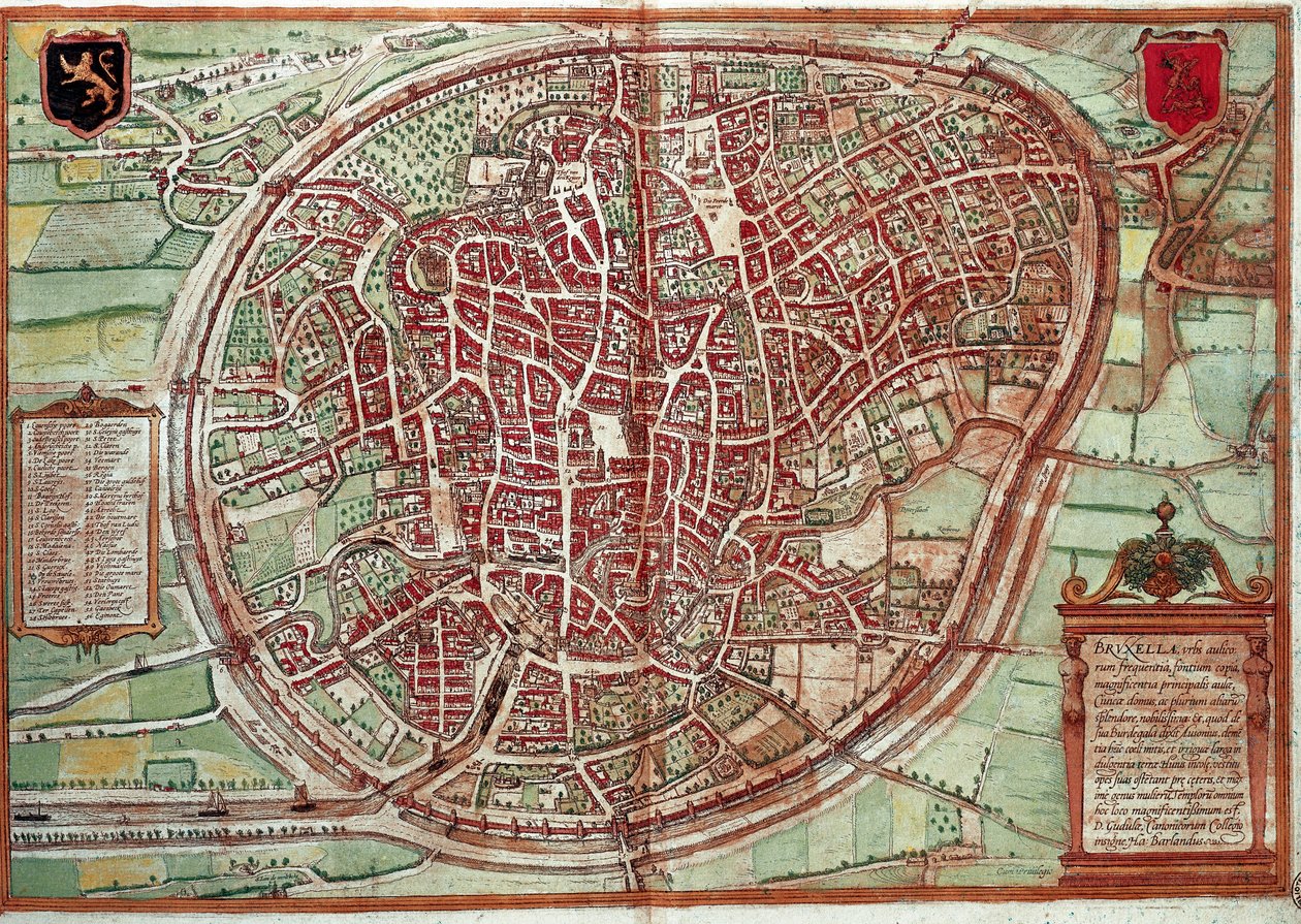 Mapa de Bruxelles - Bélgica (gravura de Franz Hogenberg