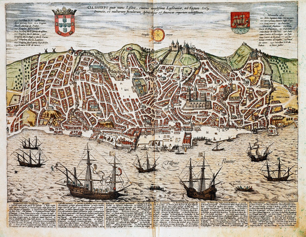 Mapa de Lisboa - Portugal (gravura de Franz Hogenberg