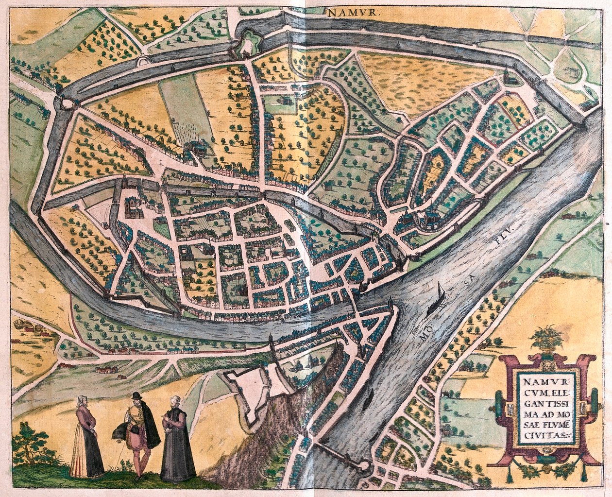 Namur and the Meuse River, Bélgica (gravura de Franz Hogenberg