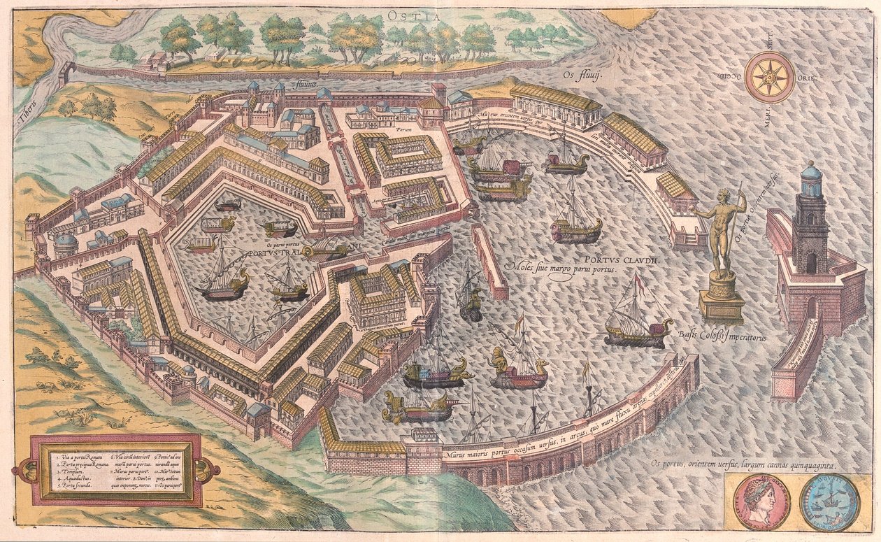 Ostia, Roma Antiga, Itália (gravura de Franz Hogenberg