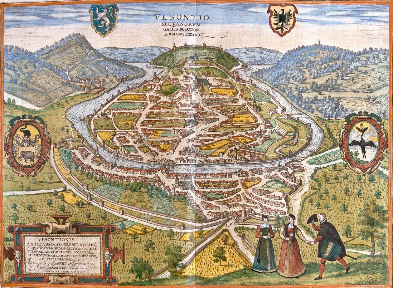 Plano de Besancon (Vesontio), França (gravura de Franz Hogenberg