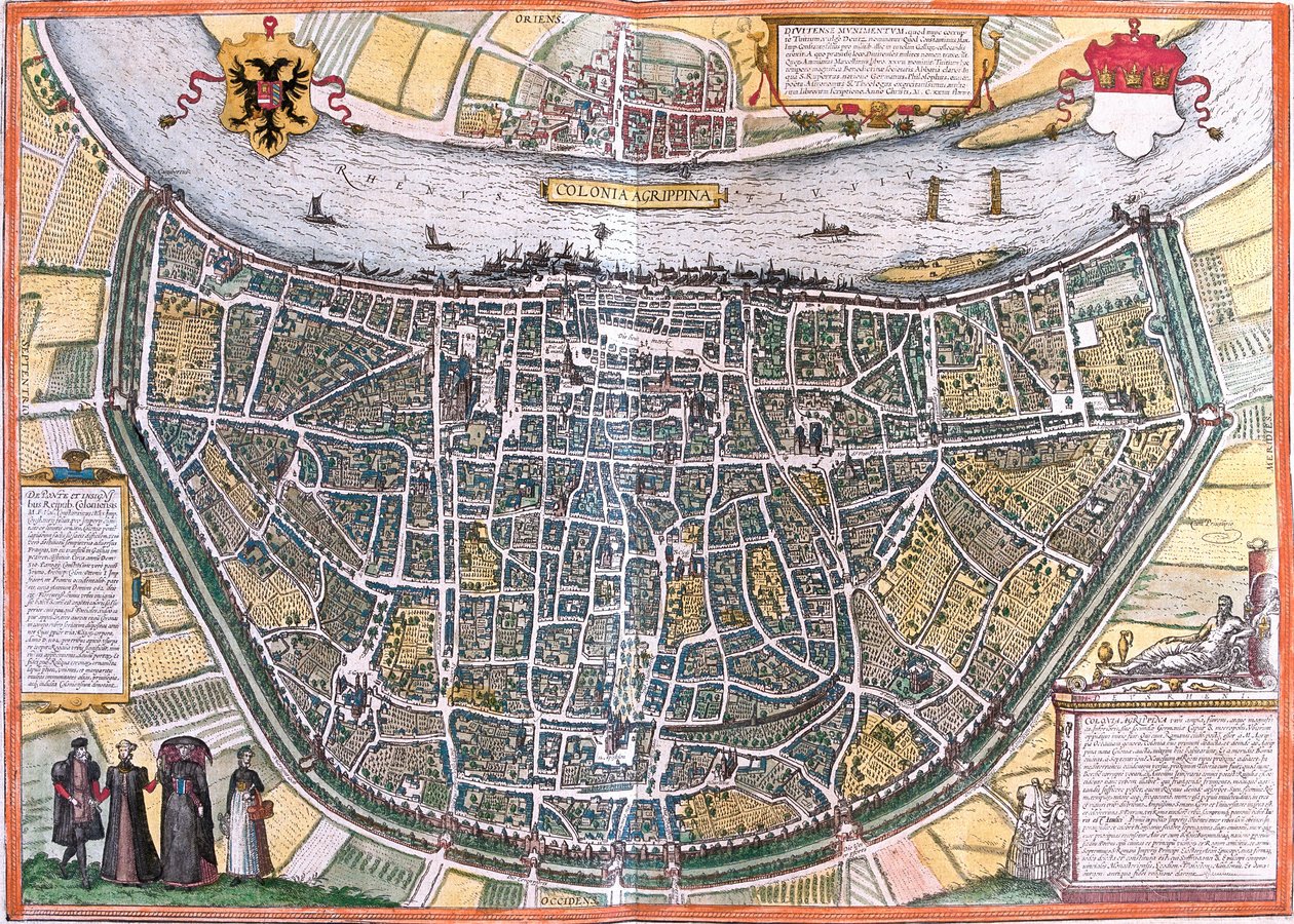 Plan of Cologne (Colonia Agrippa), Alemanha (gravura de Franz Hogenberg