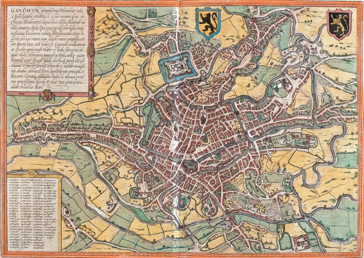 Plano de Gand (Gandauum), Bélgica (gravura de Franz Hogenberg