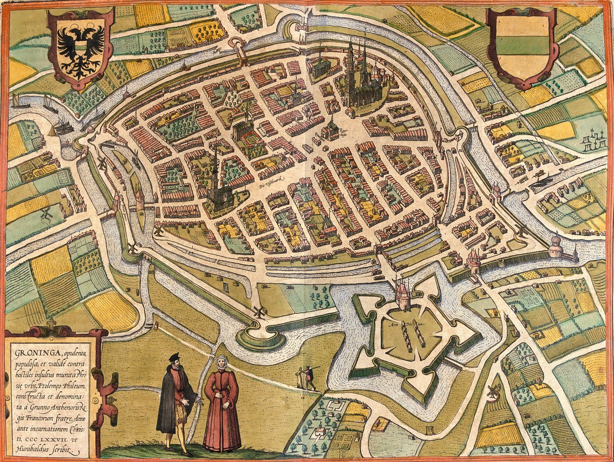 Plano de Groningen (Groninga), Holanda (gravura de Franz Hogenberg