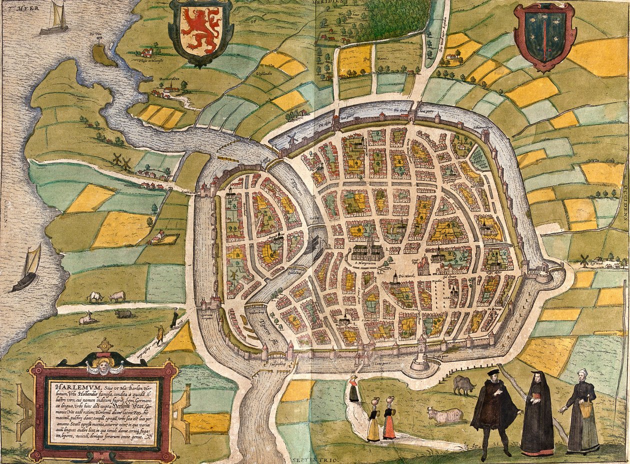Plano de Haarlemum (Harlemum), Holanda (gravura de Franz Hogenberg