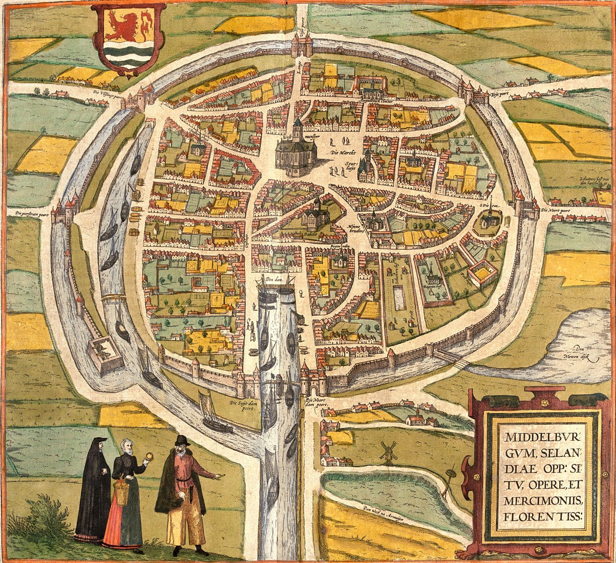Plan of Middelburg (Middelburgum), Holanda (gravura de Franz Hogenberg
