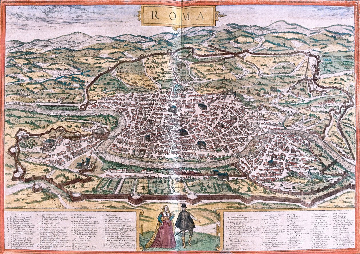 Plano de Roma (Roma), Itália (gravura de Franz Hogenberg