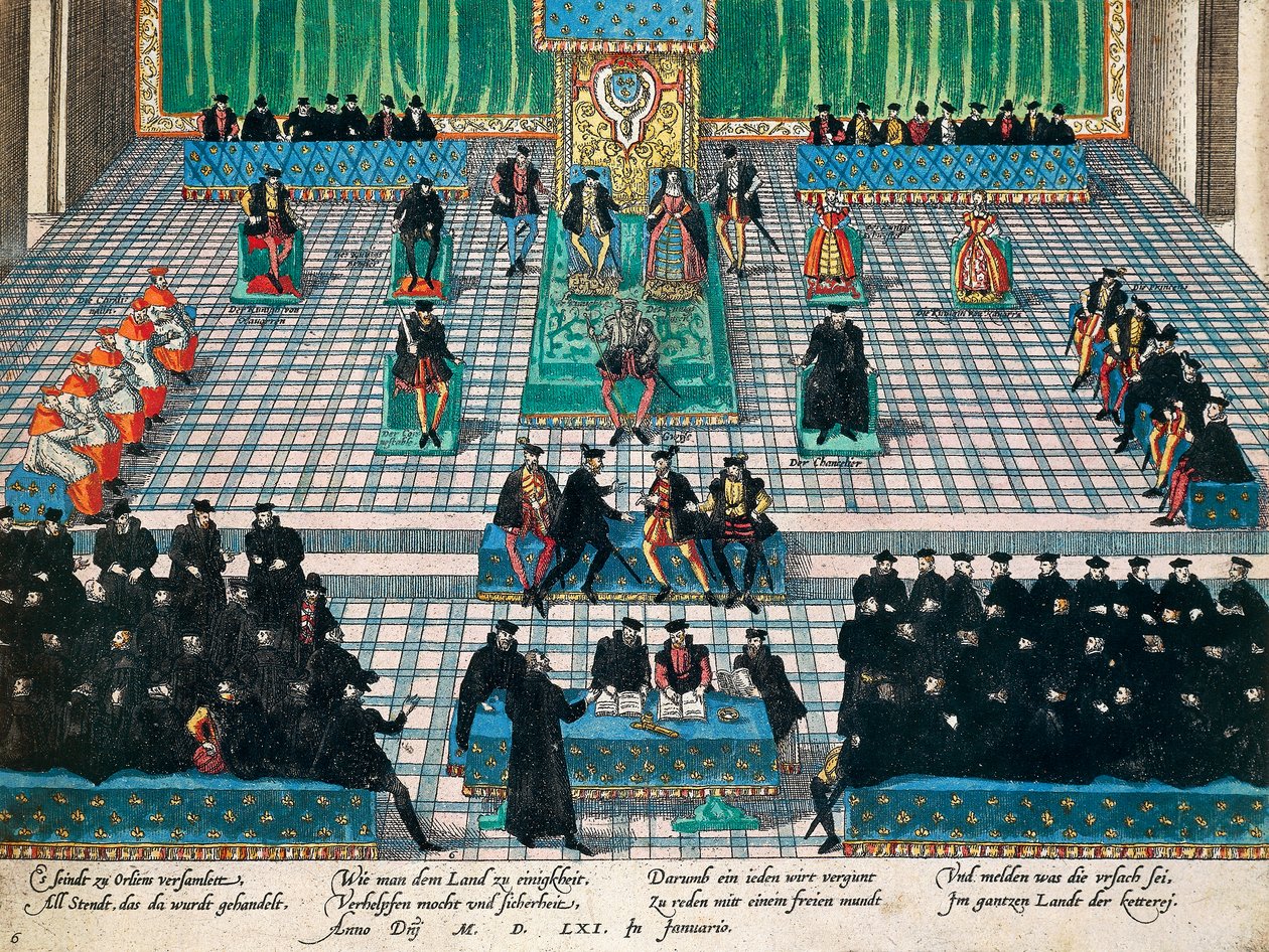 Sessão de Estados Gerais em Orleans, Janeiro 1561, gravura de Franz Hogenberg (1535-1590), França de Franz Hogenberg