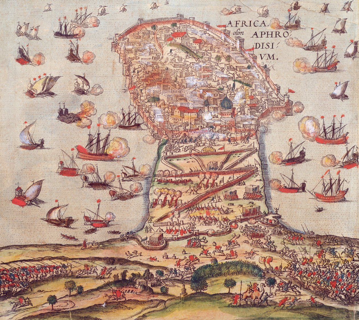 O Corsário Otomano Khayr al-Din Barbarossa contra o Exército de Charles V, de Franz Hogenberg de Franz Hogenberg