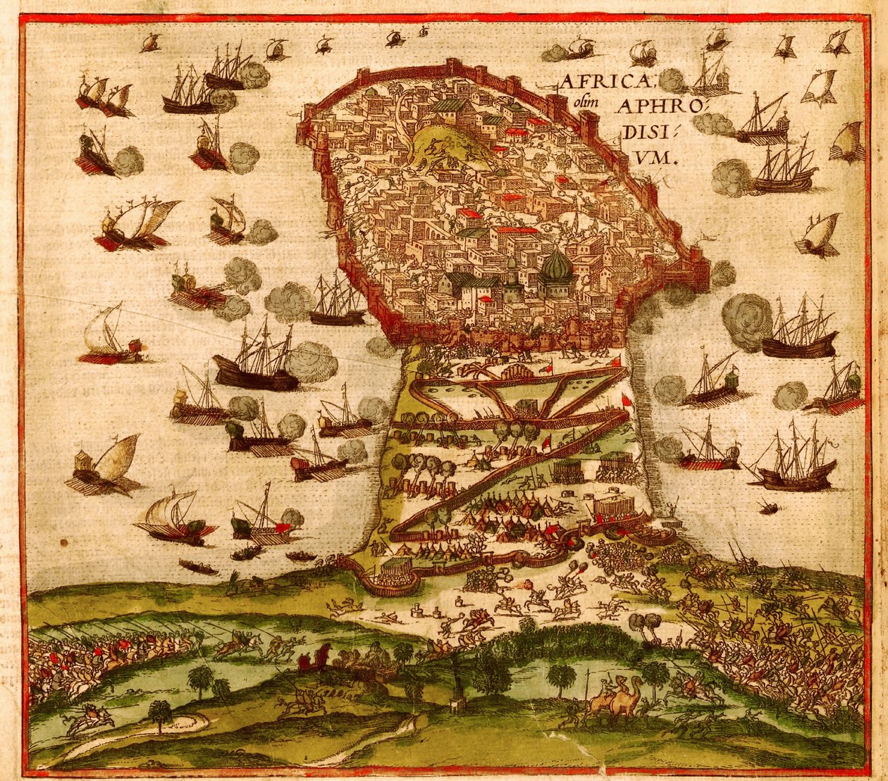O Corsário Otomano Khayr al-Din Barbarossa contra o Exército de Charles V, de Franz Hogenberg de Franz Hogenberg