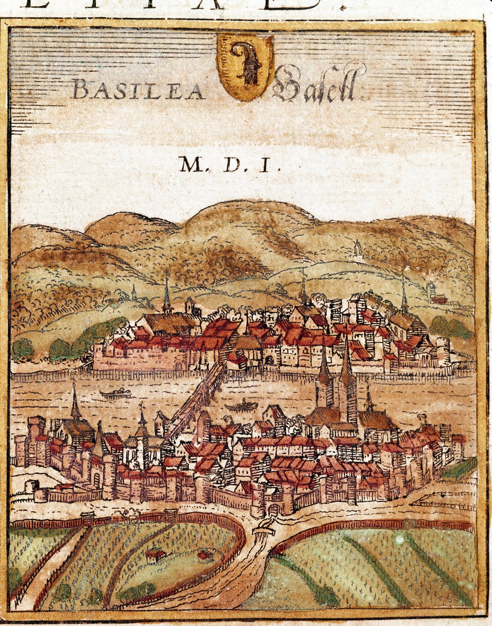 Vista da Basileia - Suíça (gravura de Franz Hogenberg