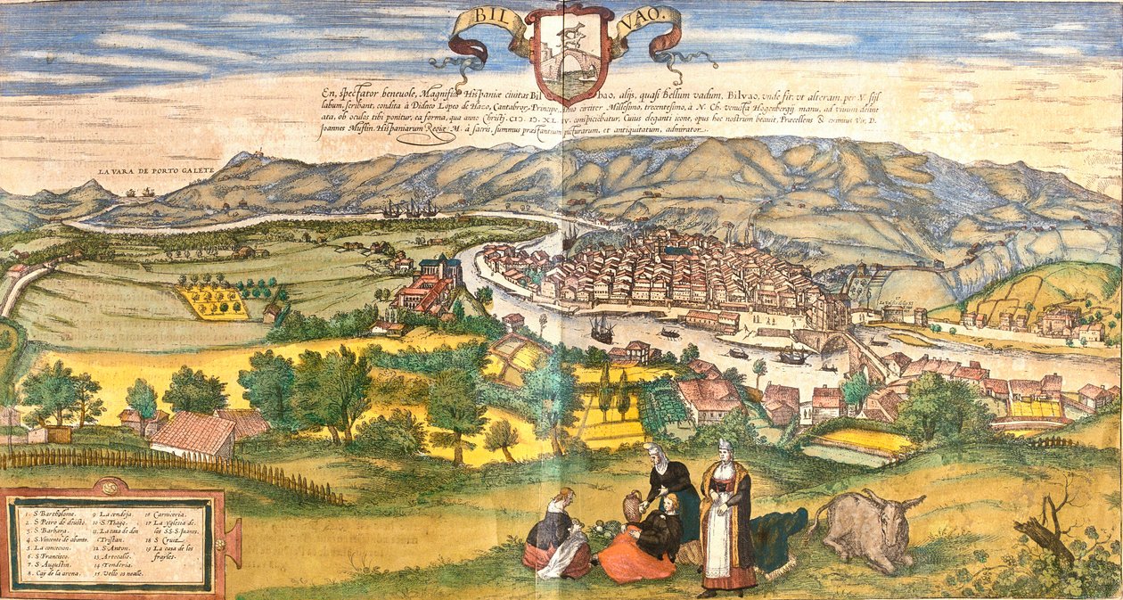 Vista de Bilbao (Bilvao) Espanha (gravura de Franz Hogenberg