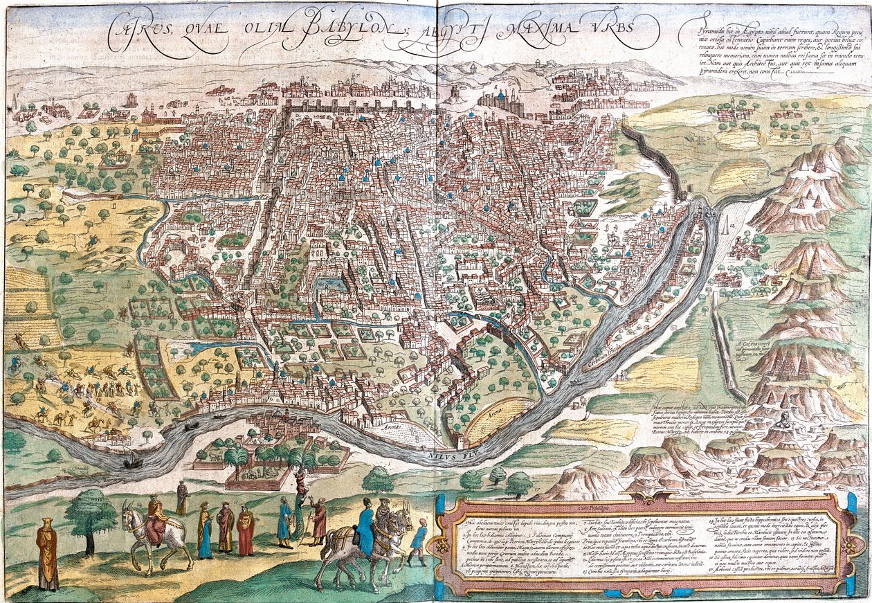 Vista do Cairo (Cairus) Egipto (gravura de Franz Hogenberg