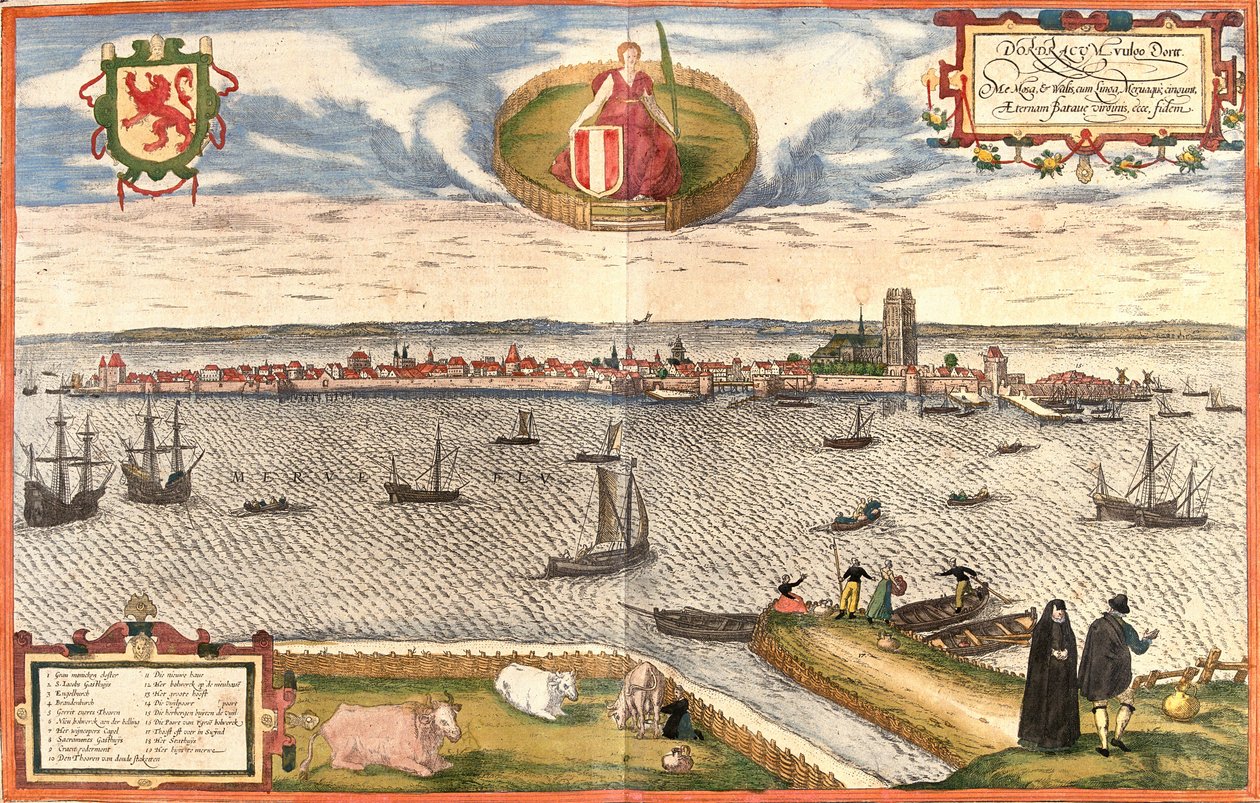 Vista de Dordrecht (Dordracum), Holanda (gravura de Franz Hogenberg