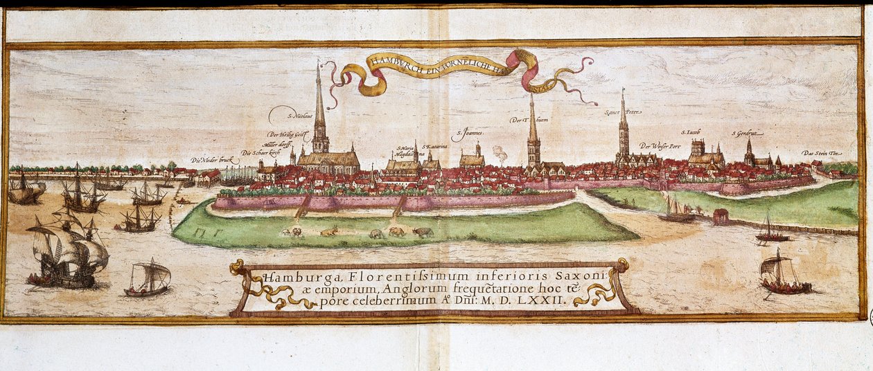 Vista de Hamburgo (gravação de Franz Hogenberg