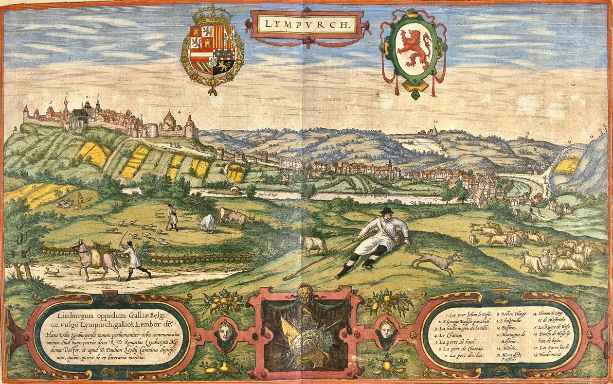 Vista de Limburg (Lympurch), Holanda (gravura de Franz Hogenberg