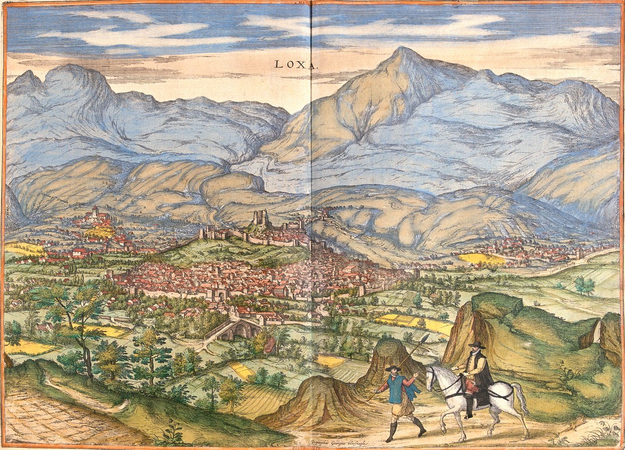 Vista da Loja (Loxa), Espanha (gravura de Franz Hogenberg