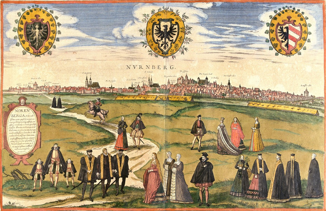 Vista de Nuremberga (Nurnberg), Alemanha (gravura de Franz Hogenberg