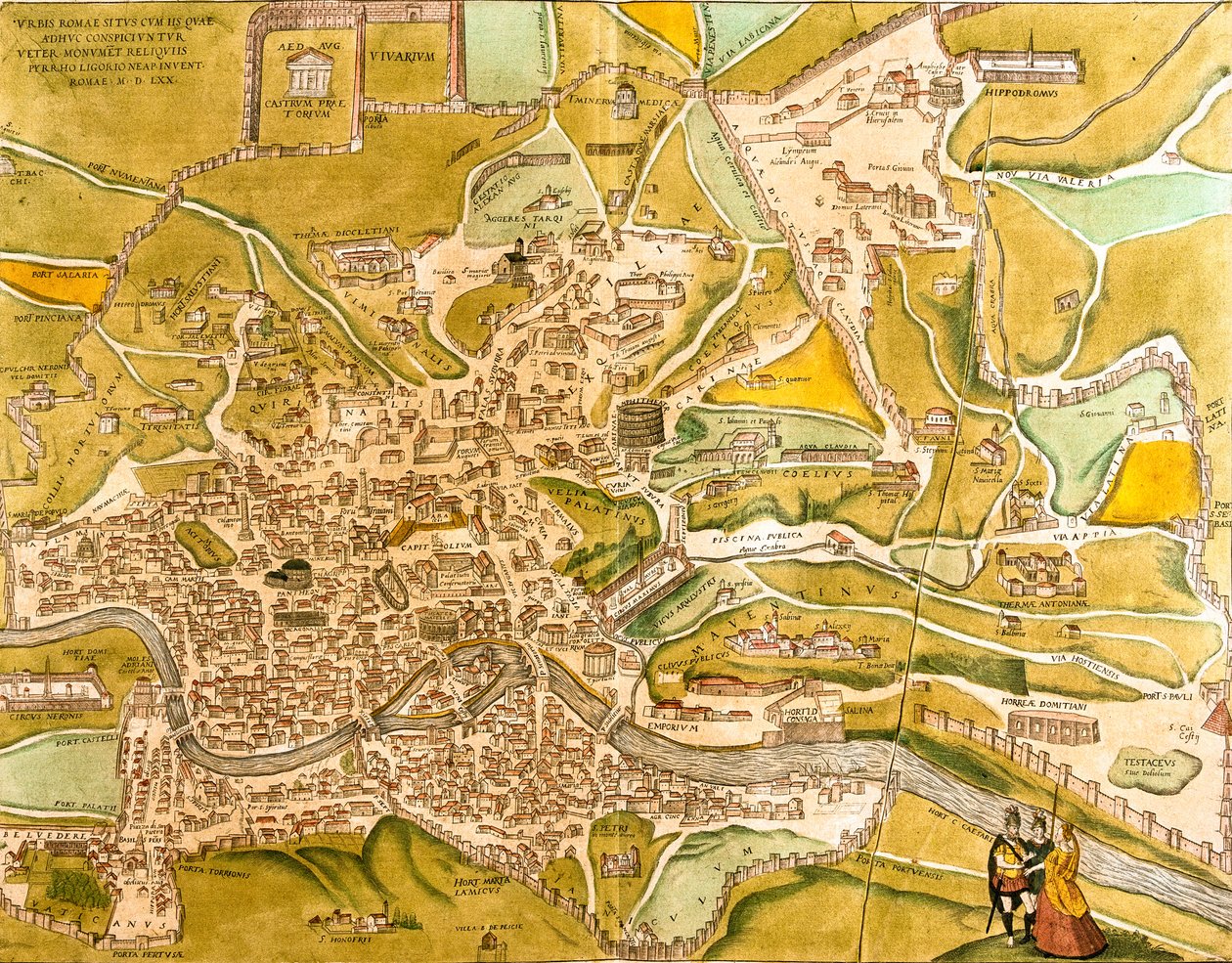 Vista de Roma (Romae), Itália (gravura de Franz Hogenberg