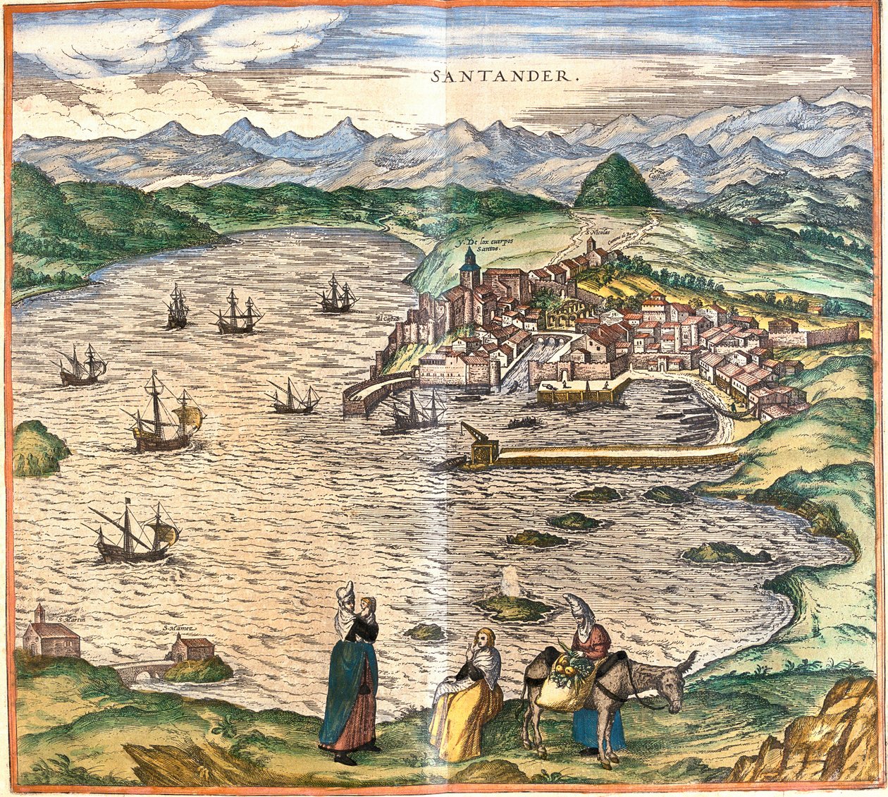 Vista de Santander, Espanha (gravura de Franz Hogenberg