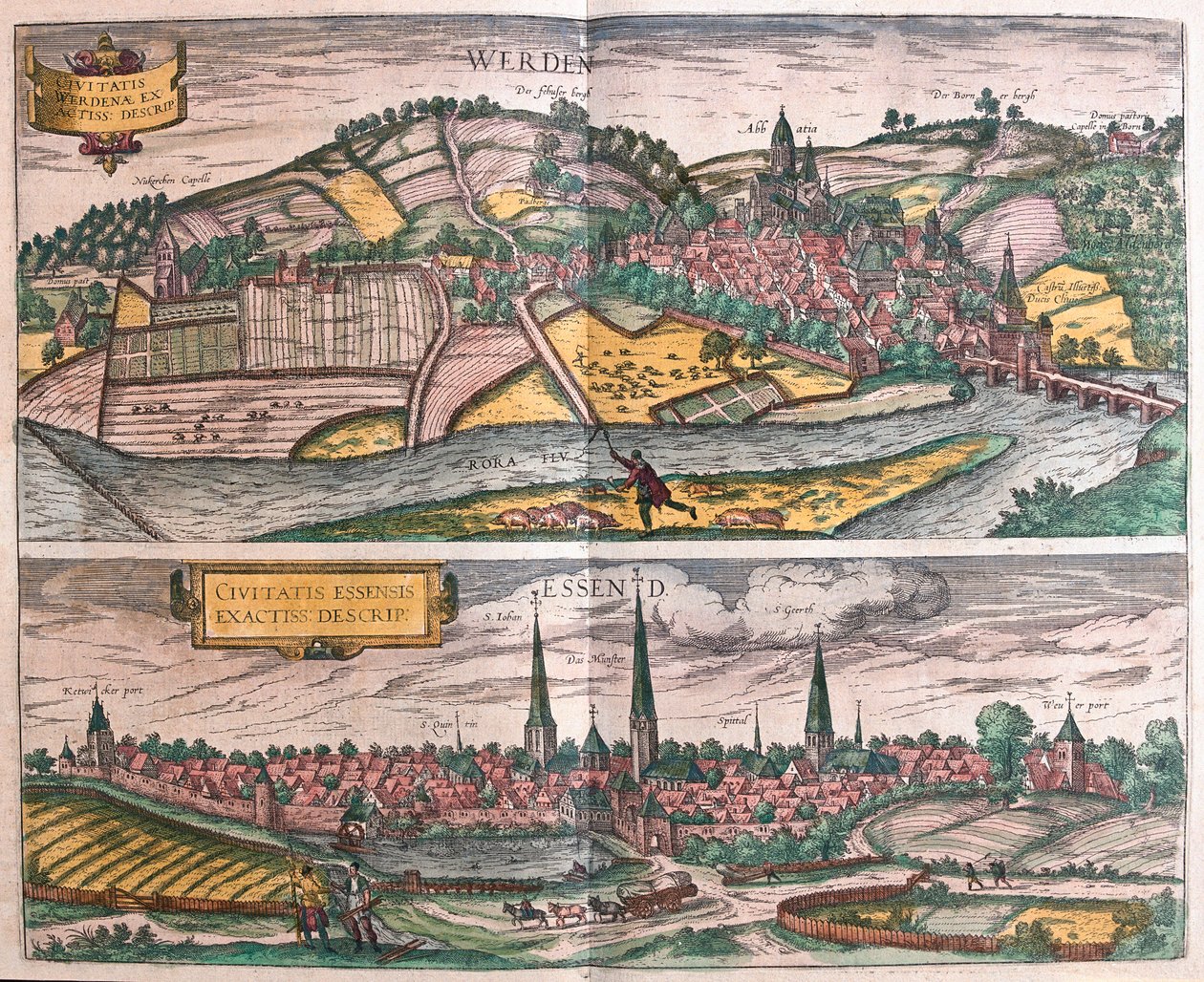 Werden e Essen, Alemanha (gravura de Franz Hogenberg