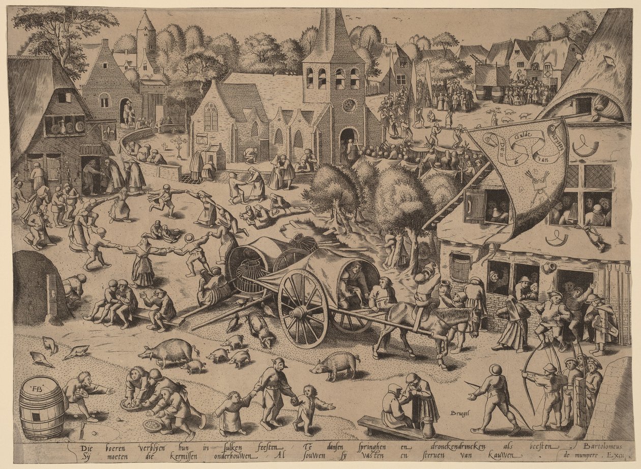 Feira da vila em Hoboken de Franz Hogenberg after Pieter Bruegel the Elder