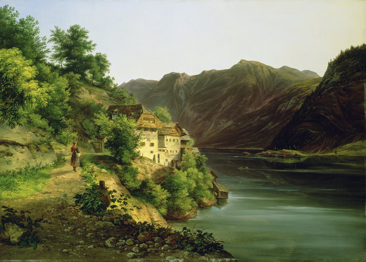 O Lago Hallstatter, 1824 de Franz II Steinfeld