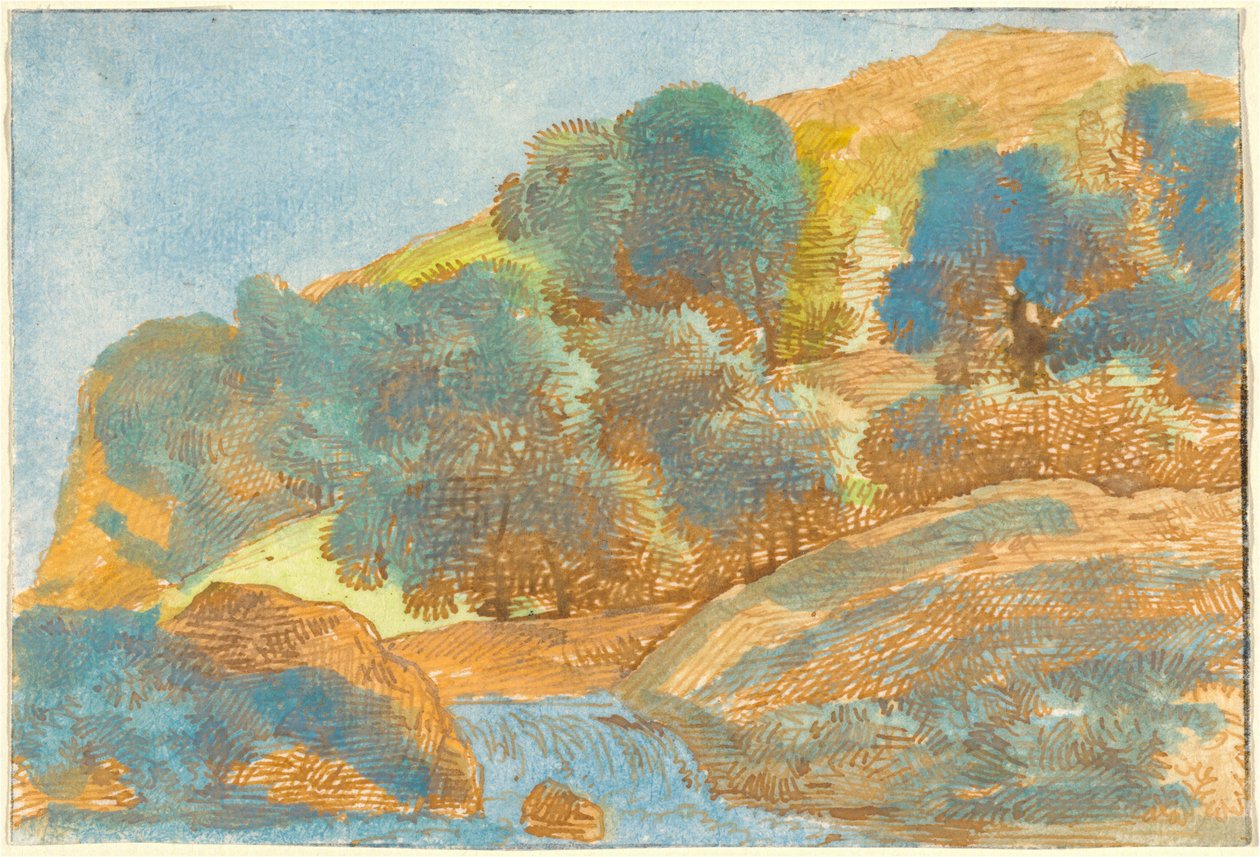 Paisagem montanhosa com um riacho de Franz Innocenz Josef Kobell