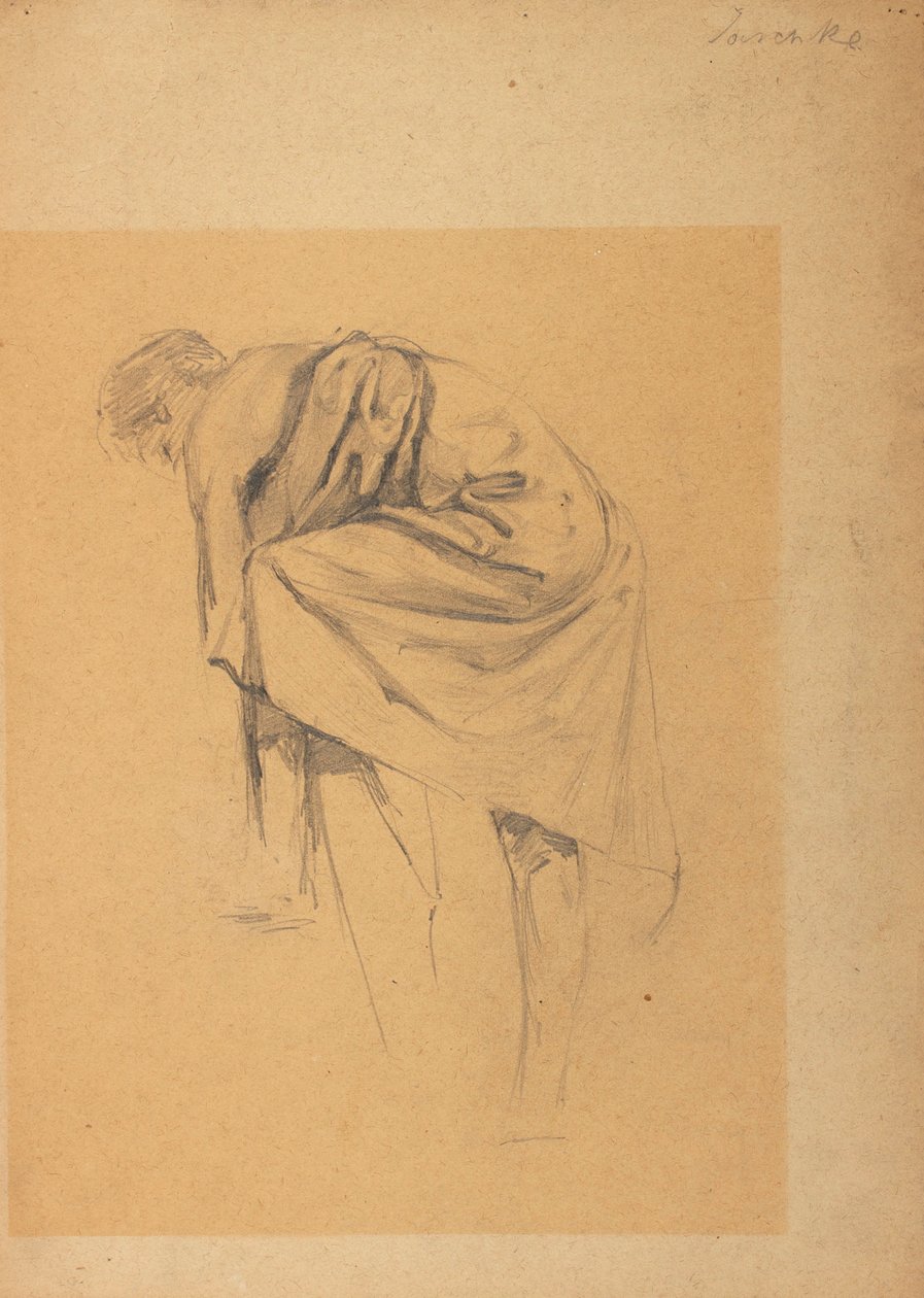 Estudo da figura de uma mulher curvada para a esquerda de Franz Jaschke