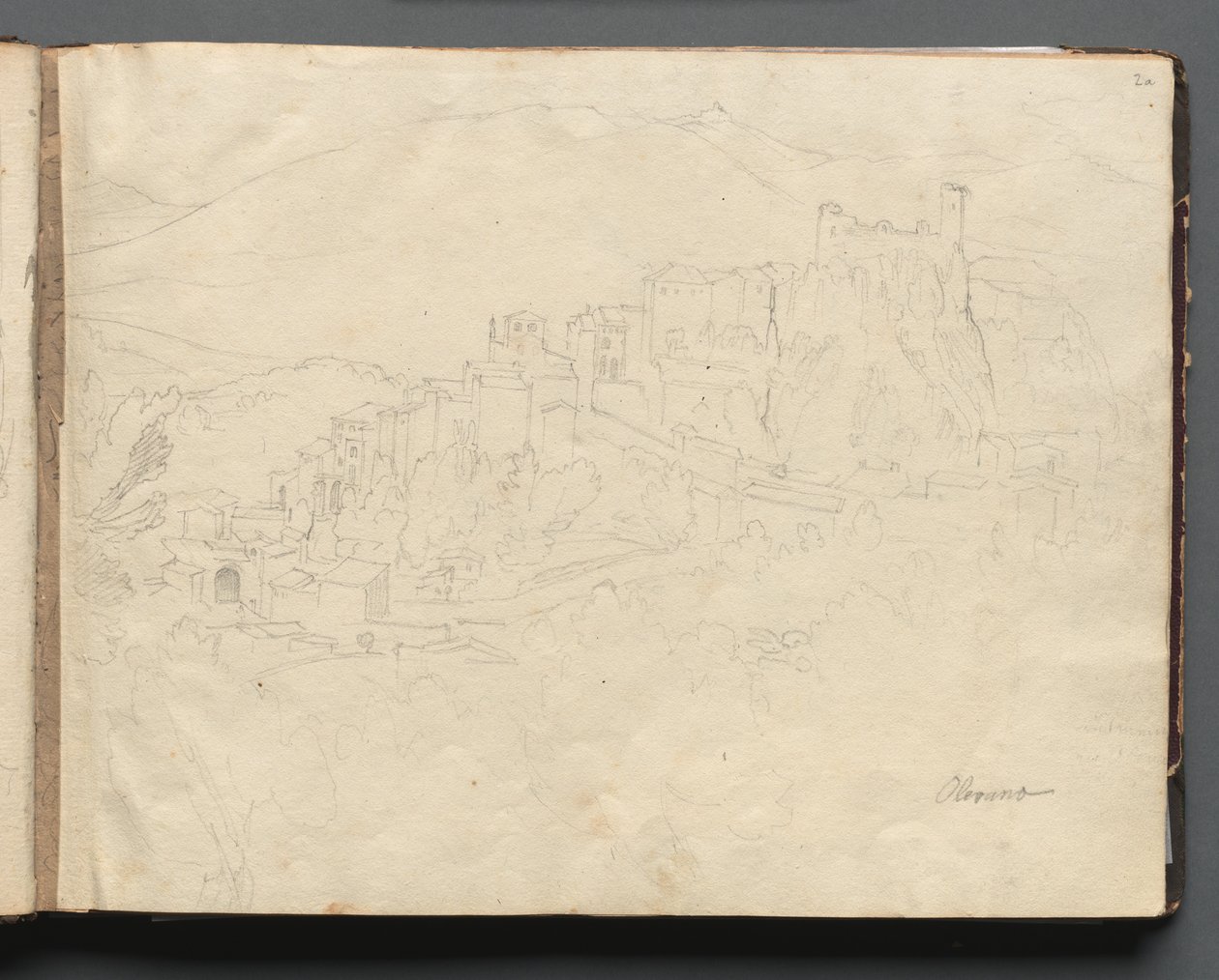 Álbum com Vistas de Roma e Arredores, Estudos Paisagísticos, página 02a: Olevano. de Franz Johann Heinrich Nadorp